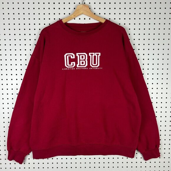 CBU Christian Brothers Crewneck XL Vtg JanSport Red Stitched Sweatshirt Memphis - Picture 1 of 6